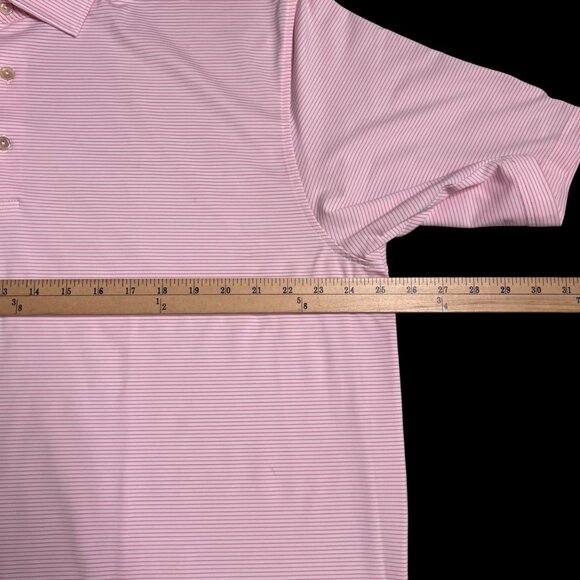 Peter Millar Summer Comfort Pink Stripe Performance Golf Polo Shirt Mens XL - Picture 8 of 10